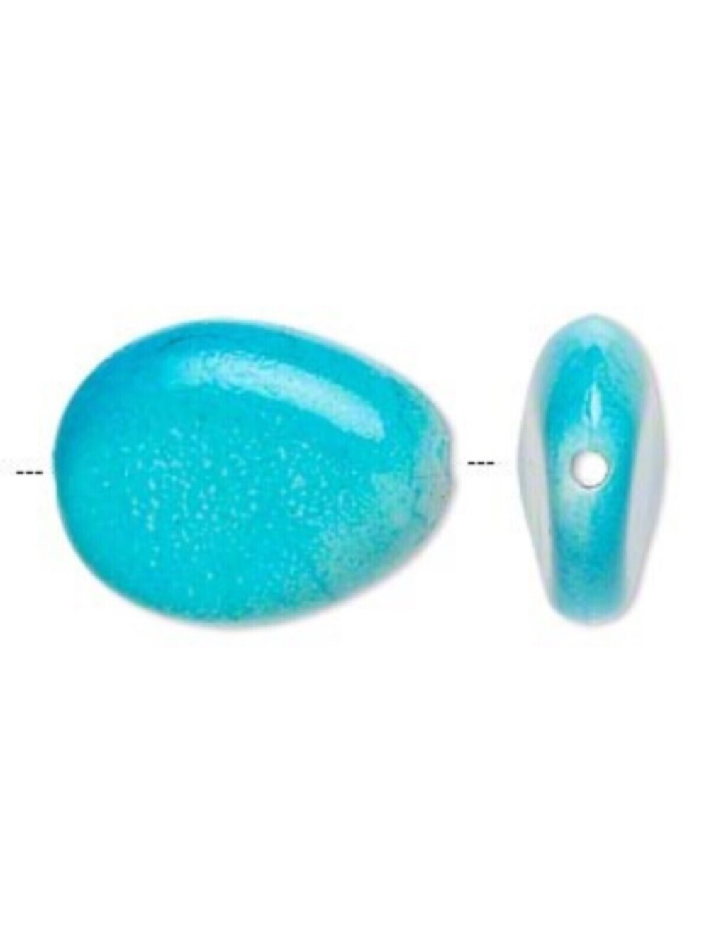 Vintage Y2K 90s Blue White Watercolor Puffed Teardrop Acrylic Beads 8 pcs